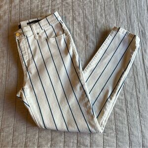 Banana Republic Cream/Off White and Blue Mid Rise Skinny Ankle Jeans Size 30